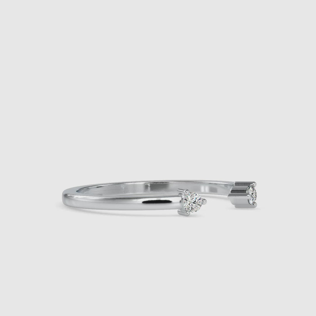 Handmade jewellery open gap ring with lab grown diamonds.