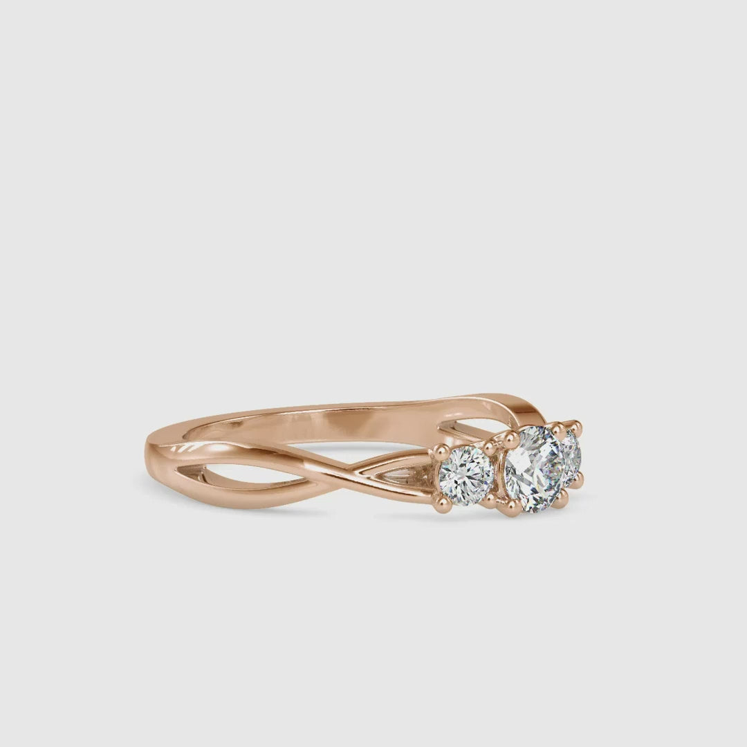 Diamondrensu UK infinity ring with round lab diamonds in gold.