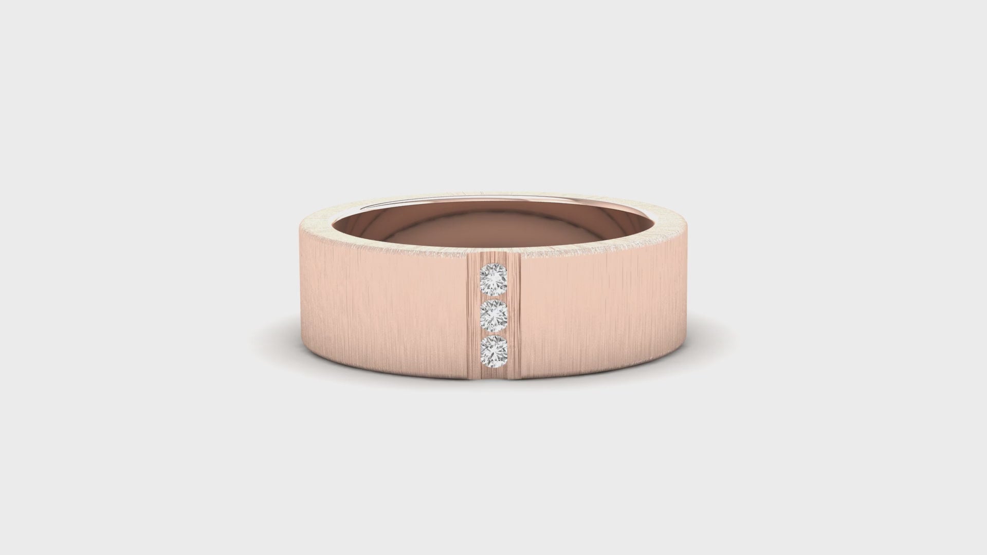 Diamondrensu UK wedding band with brushed finish and baguette diamond design.