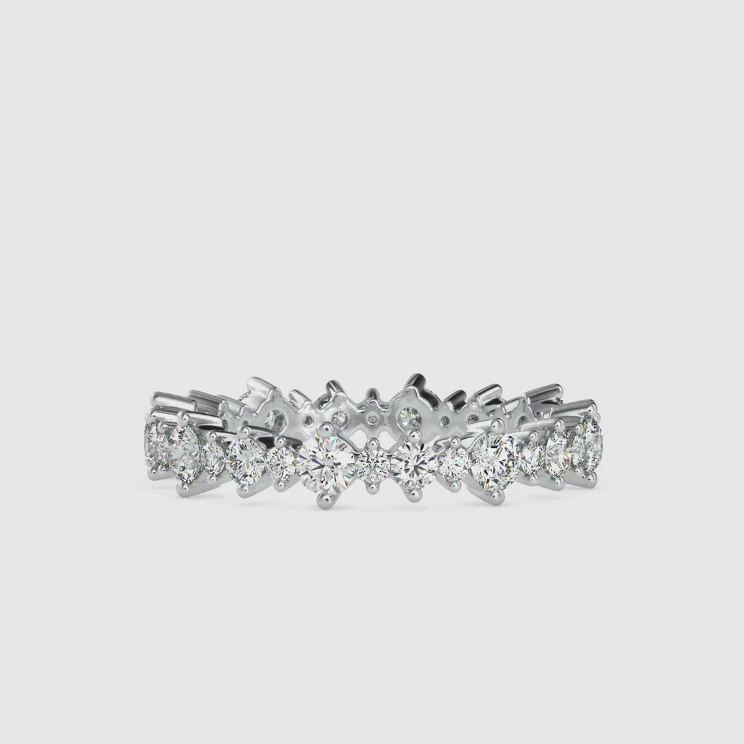 Yellow gold diamond wedding band with full set diamonds.
