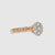 Lab diamond ring with round cut cluster halo in twisted band style.