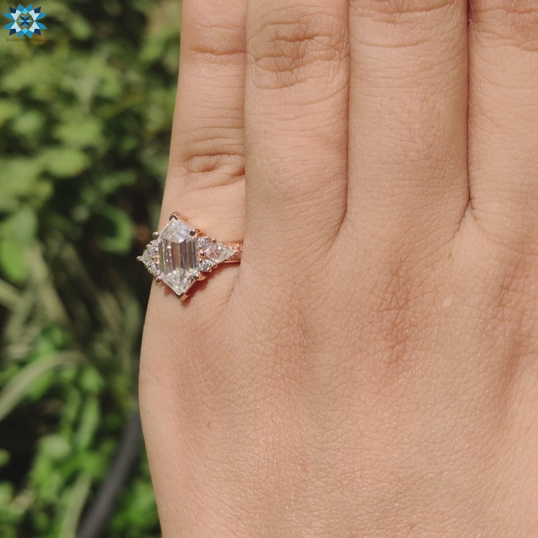 Diamondrensu UK hexagon Criss engagement ring.