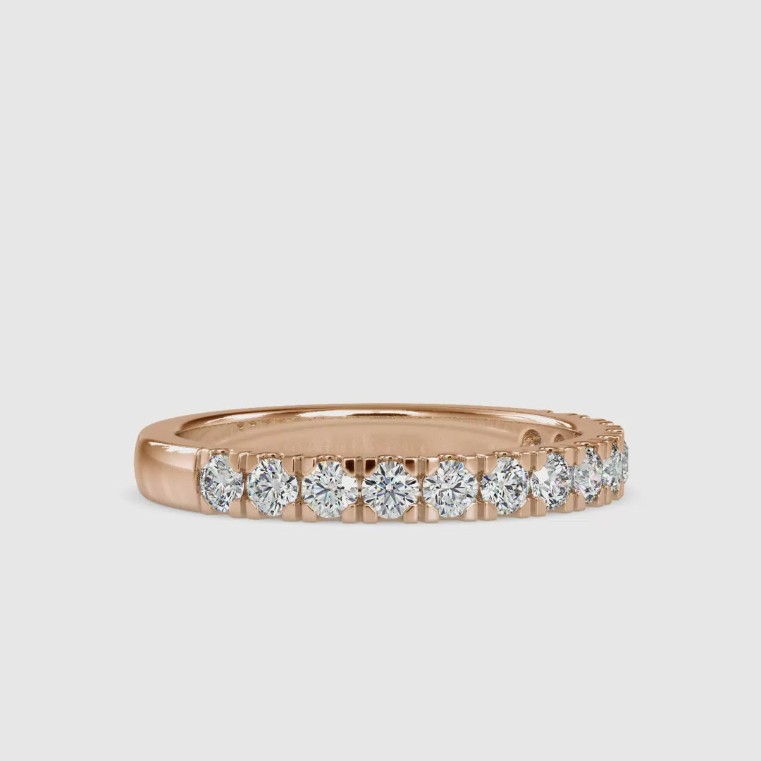 Lab grown diamond half eternity band in UK style.