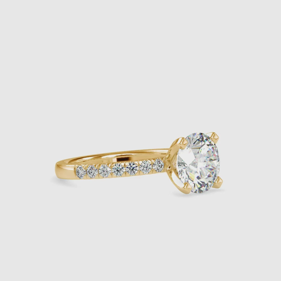 Lab grown round diamond ring in classic design.