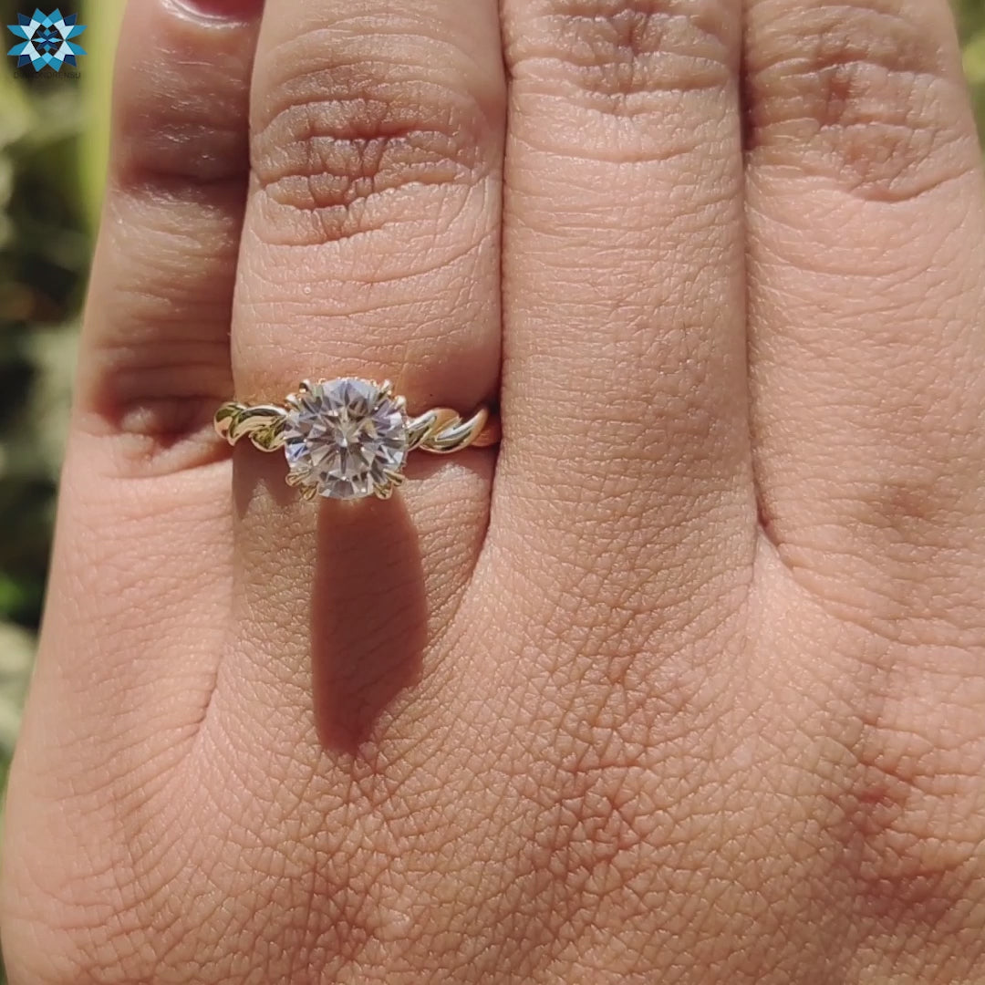 Handmade Ring with Twisted Engagement Ring Style and Moissanite Jewelry
