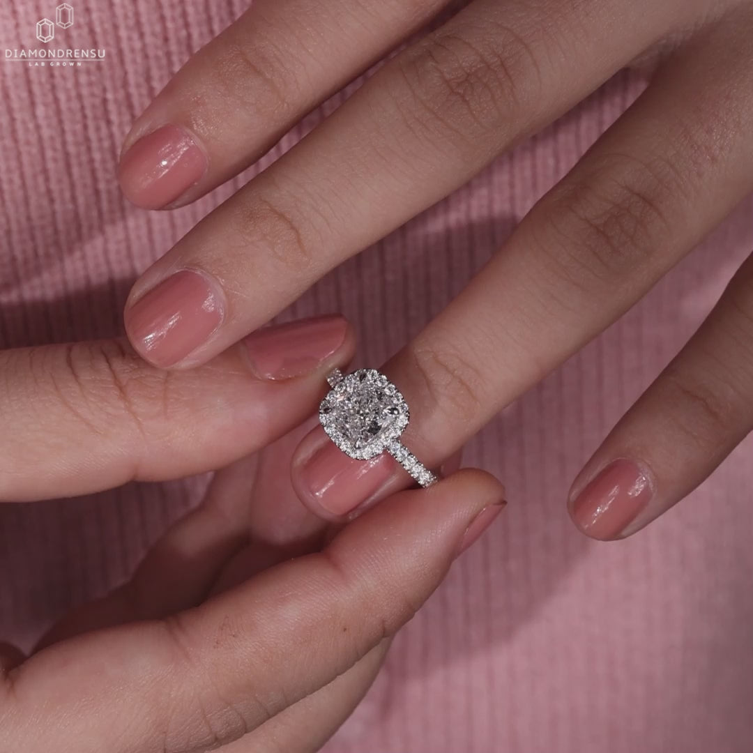 Handmade jewellery with a cushion cut diamond for modern sophistication