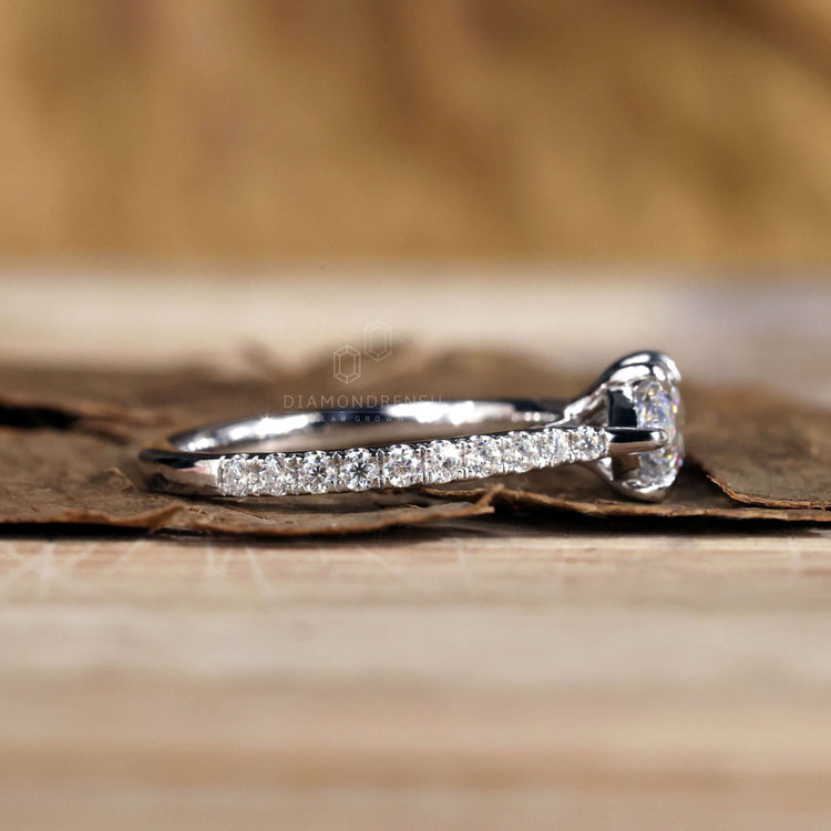 Cathedral setting engagement ring in white gold for modern charm