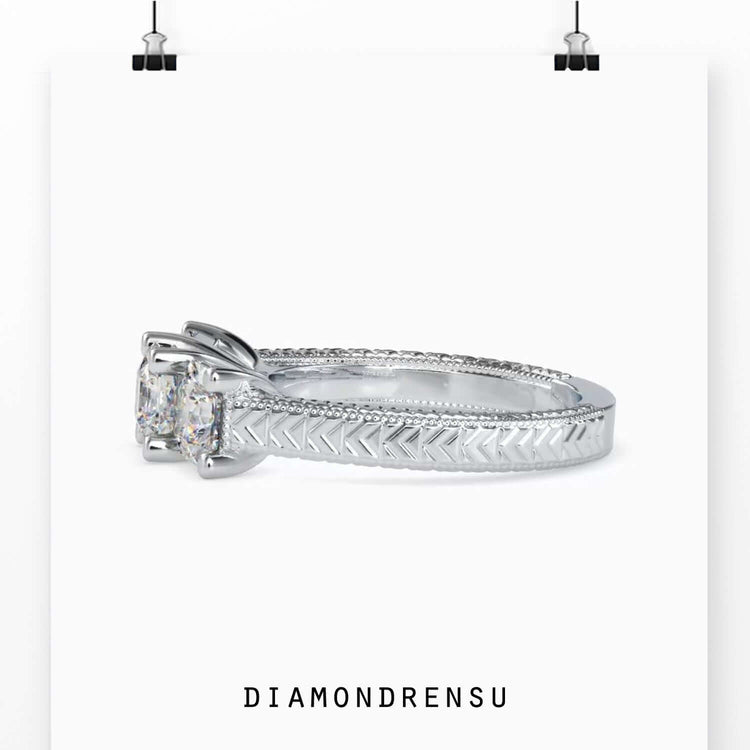 Designer band ring with custom prong setting.
