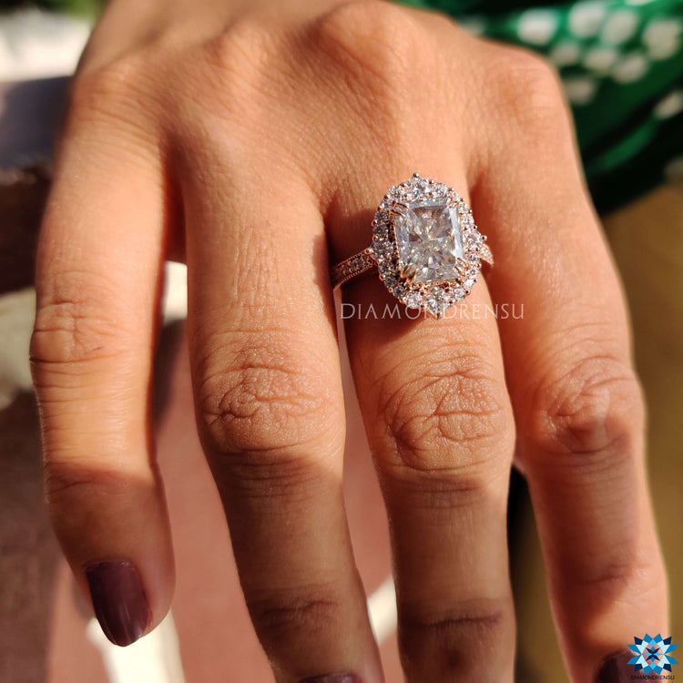 Vintage inspired moissanite engagement ring.