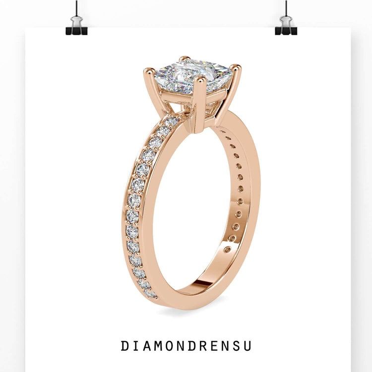 Designer ring in basket setting with lab grown diamond.