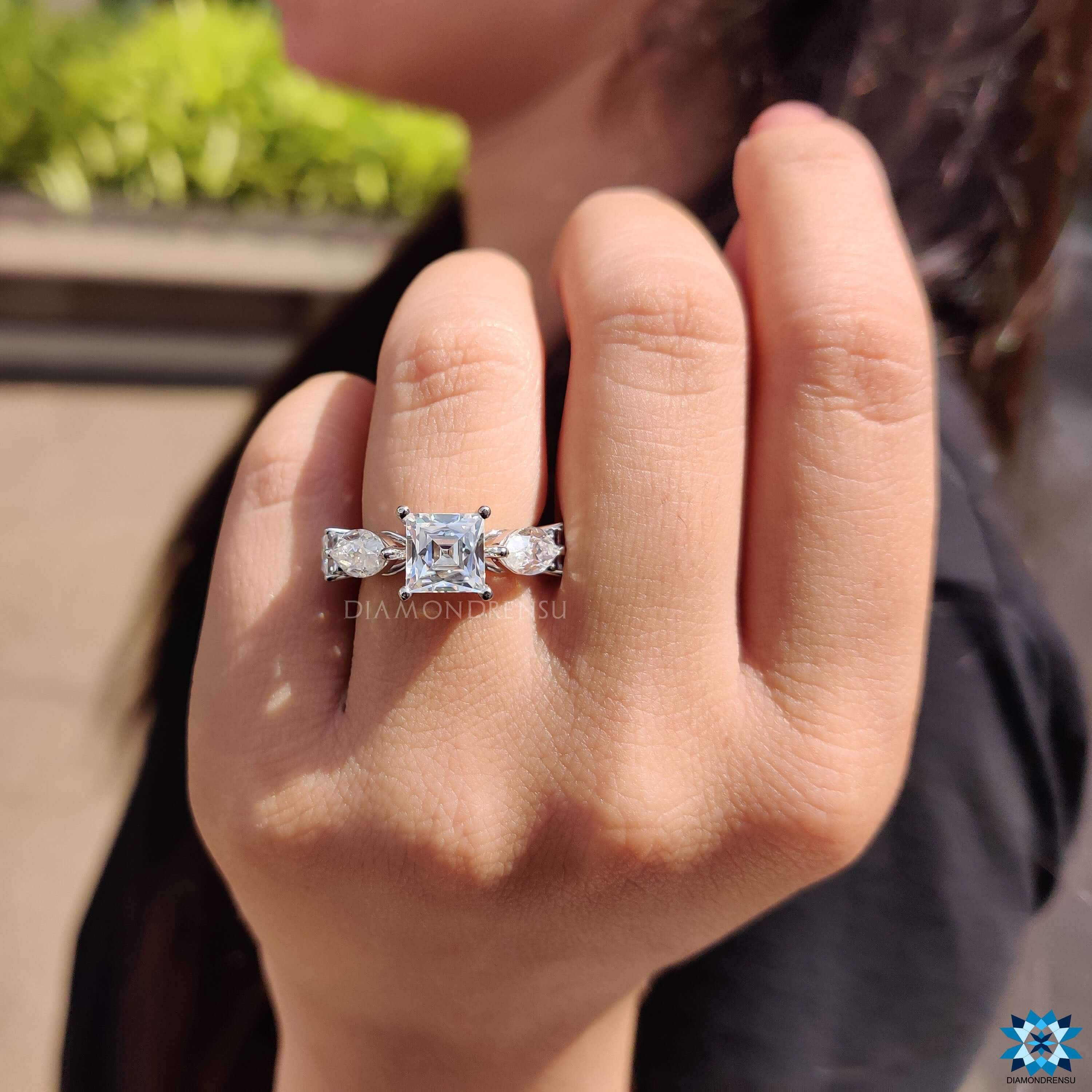 Euro shank band white gold ring.