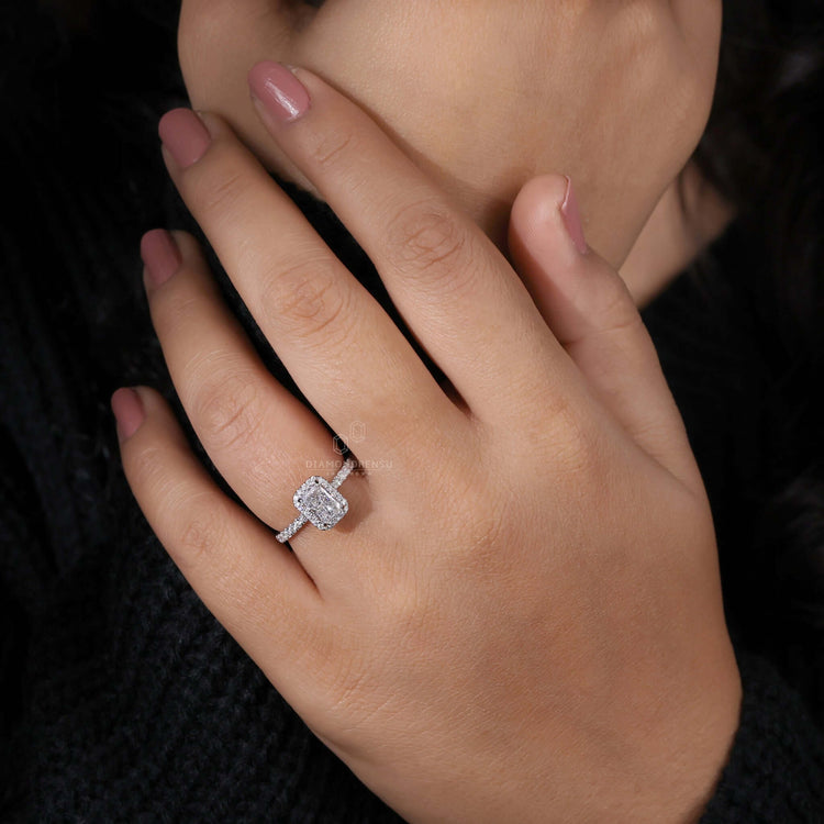 Radiant engagement ring with a 4 prong claw setting and handcrafted brilliance for UK engagement ring styles.