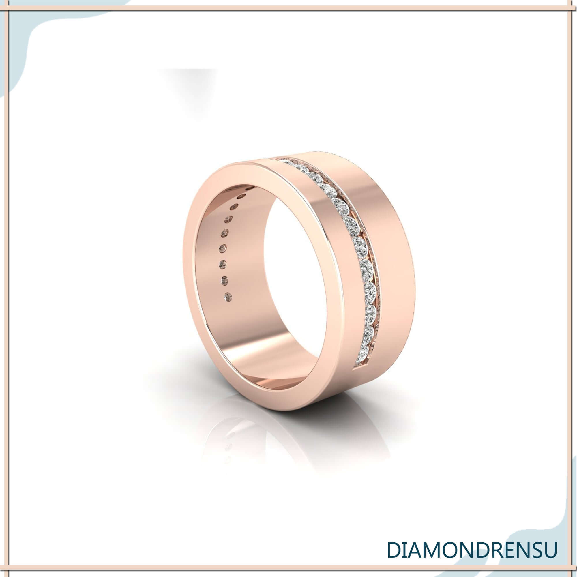 Diamondrensu UK wedding band with unique diamond semi eternity band.