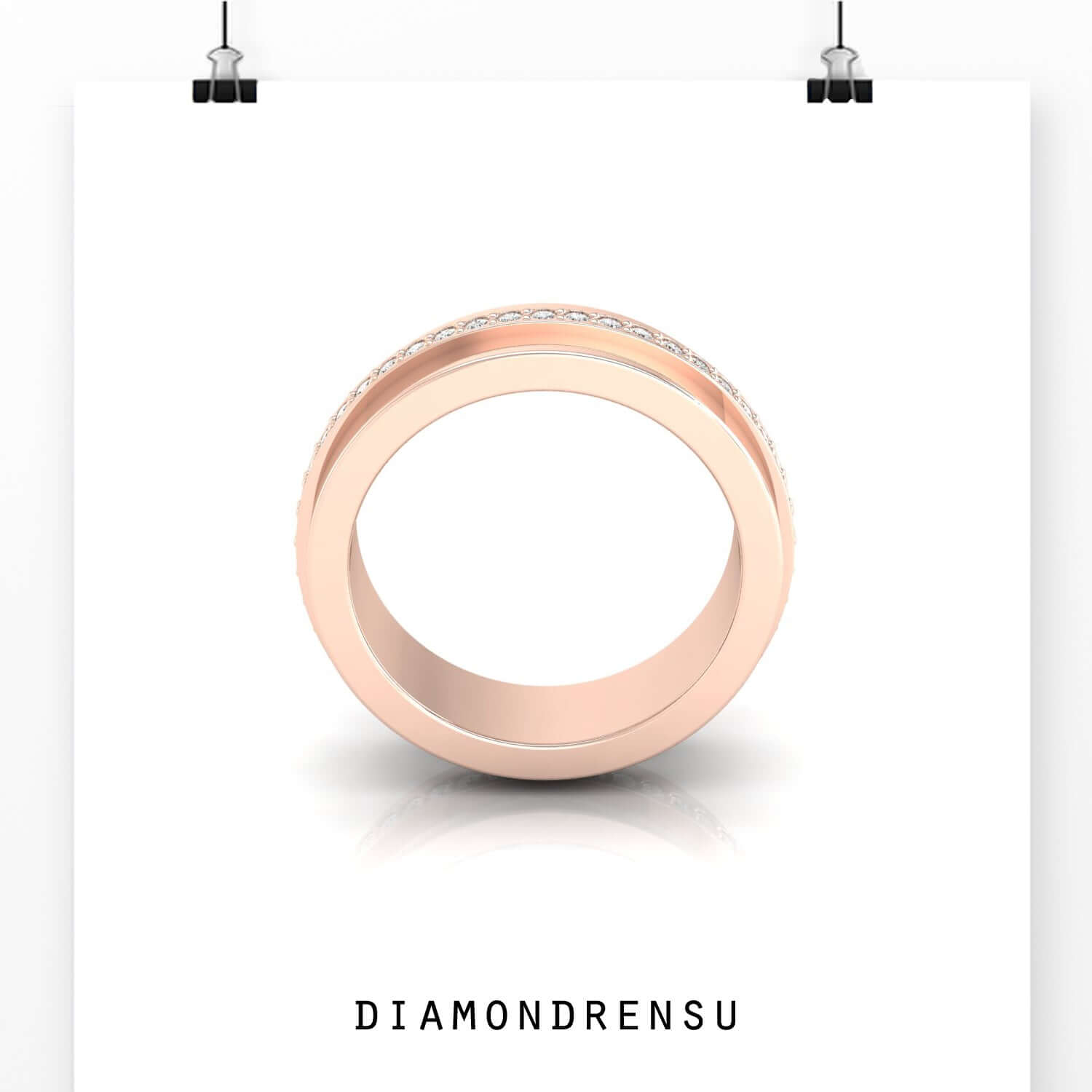 Buy men’s wedding ring with a modern diamond layout.