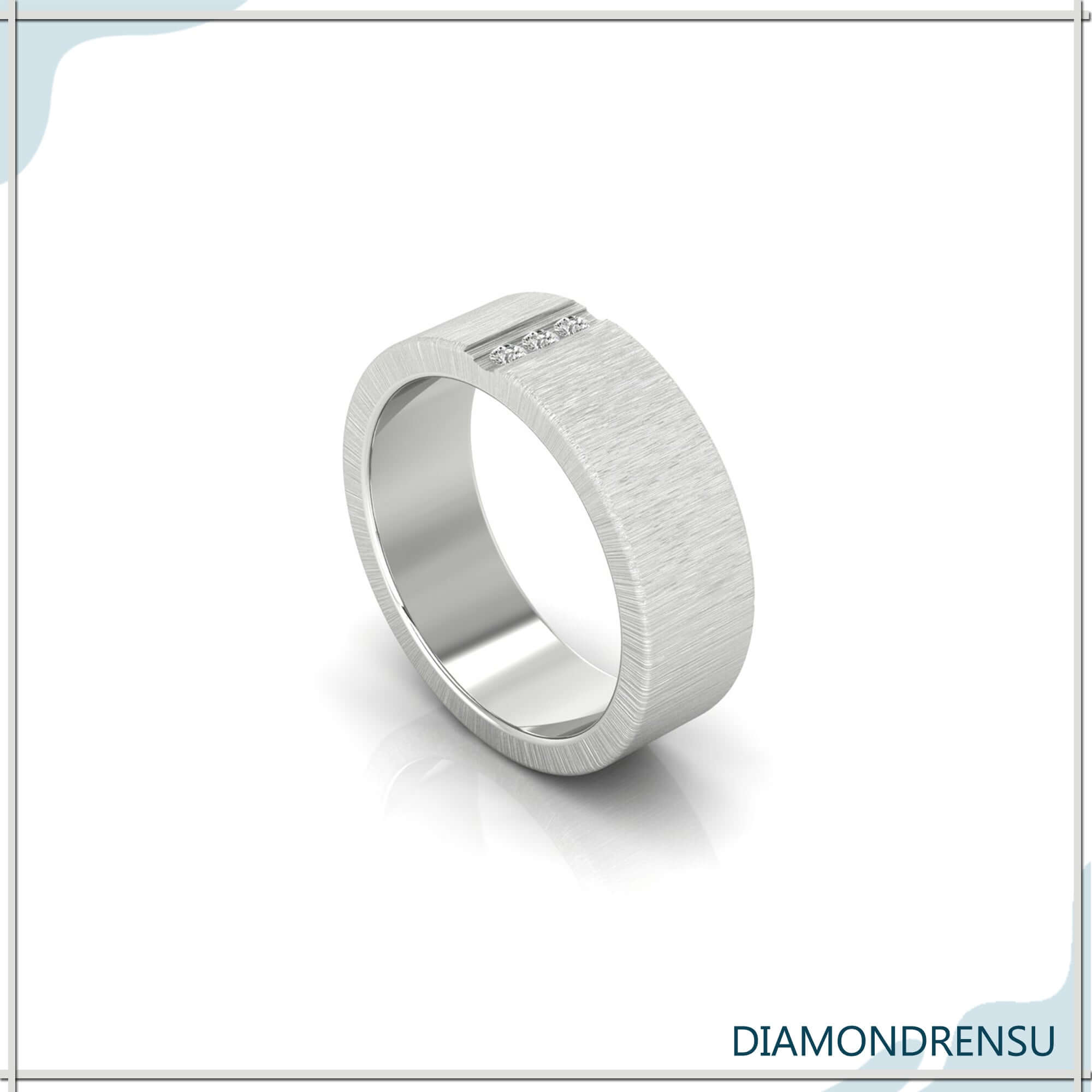 Lab grown diamond men band with rose gold mens wedding ring setting.