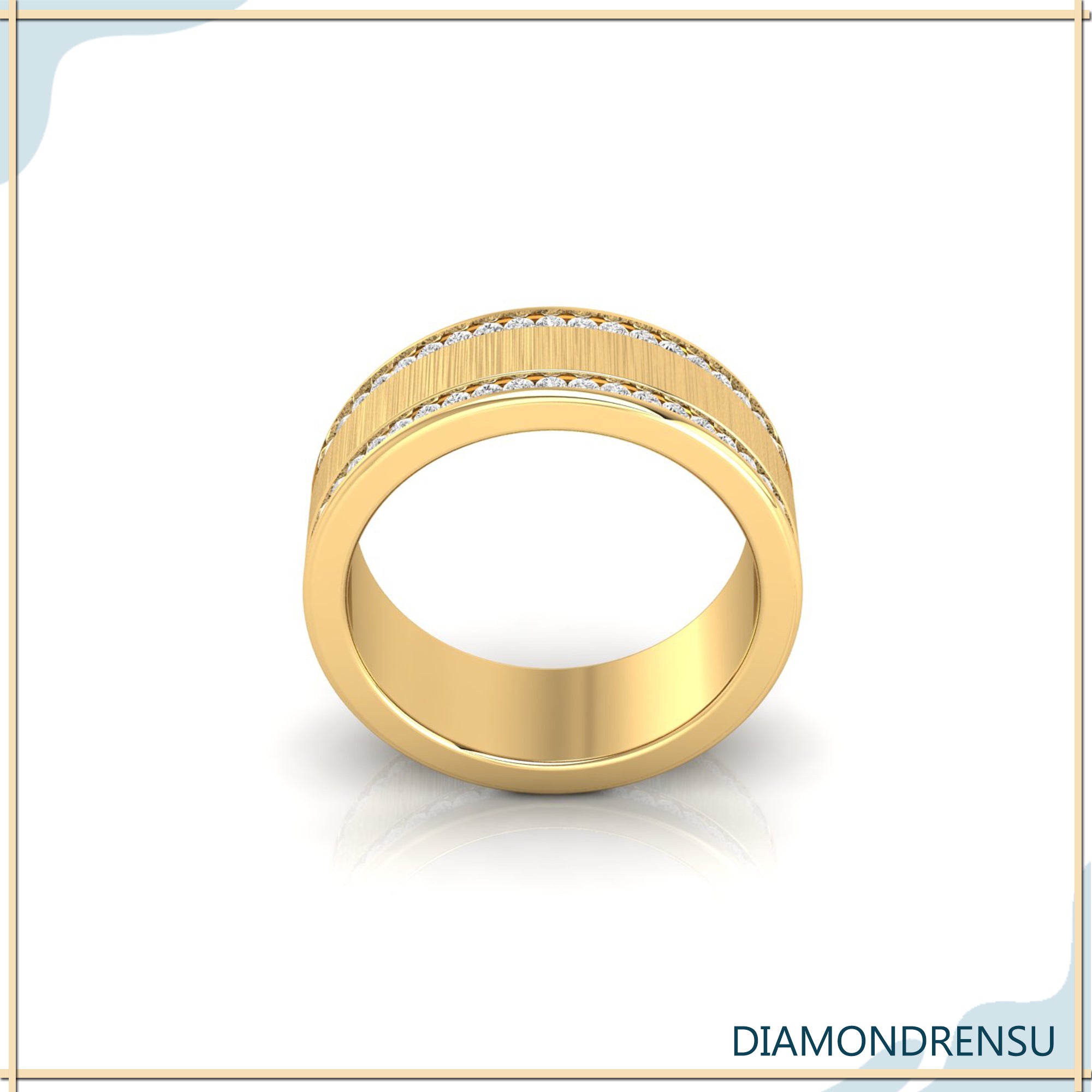 Buy wedding band with channel setting and round cut diamonds.