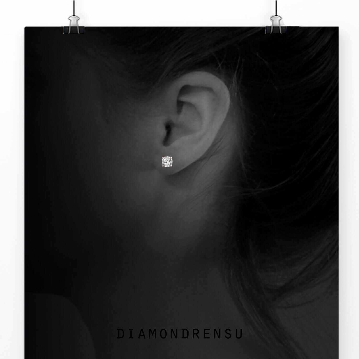 Stud earrings crafted with lab grown cushion diamonds.