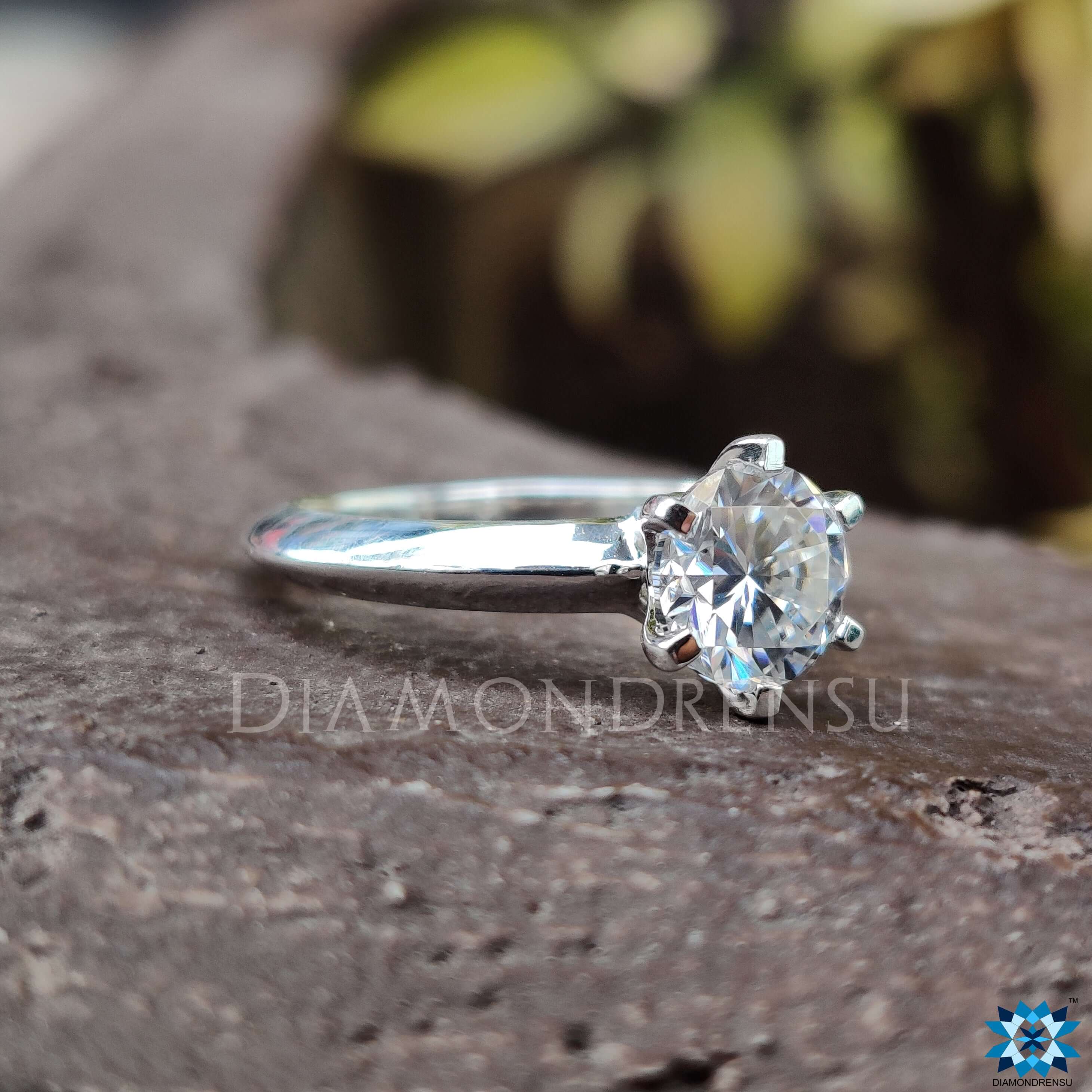 Moissanite Solitaire Ring White Gold Engagement Ring