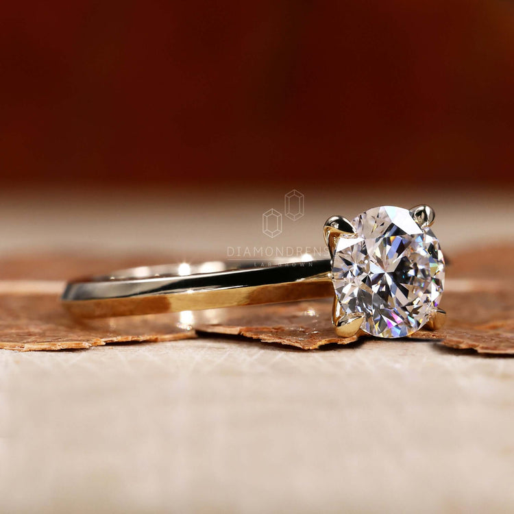 Diamond solitaire ring featuring a Lab Grown Diamond, perfect as a unique engagement ring for women in the UK.