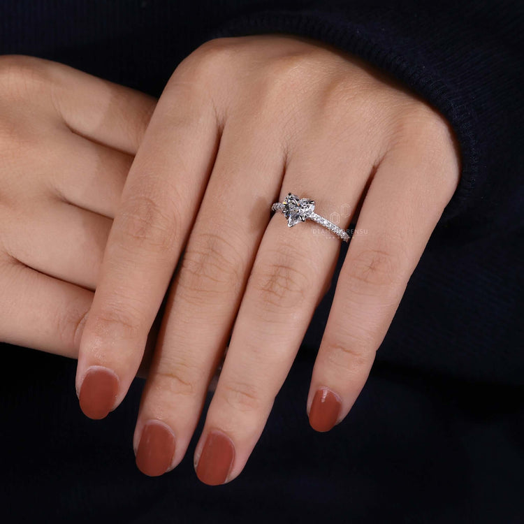 Heart shaped ring in pave setting with igi certified Lab Grown Diamond for a stunning UK engagement ring.