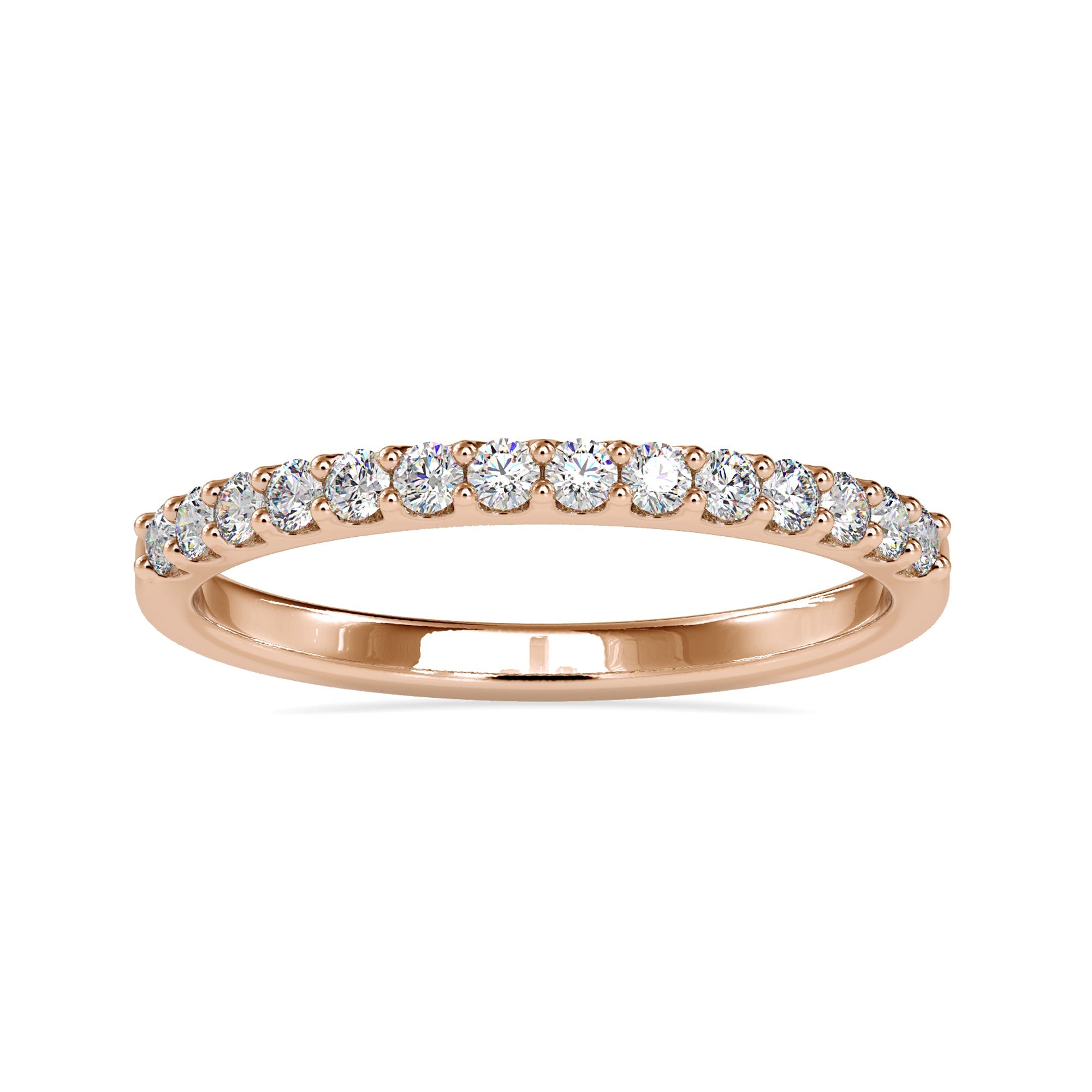 Gold wedding band for women with half eternity style.