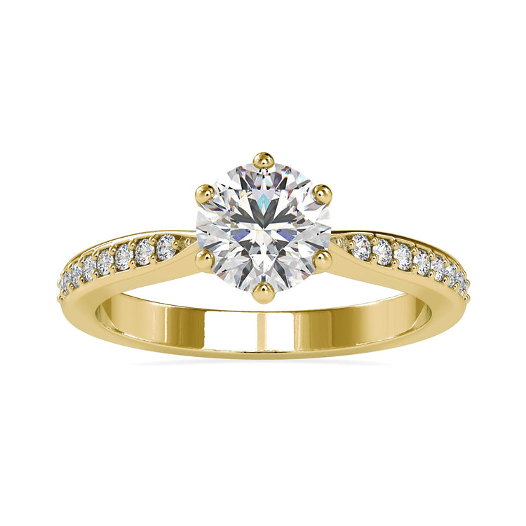 Designer ring in white gold with lab diamond pave detail.