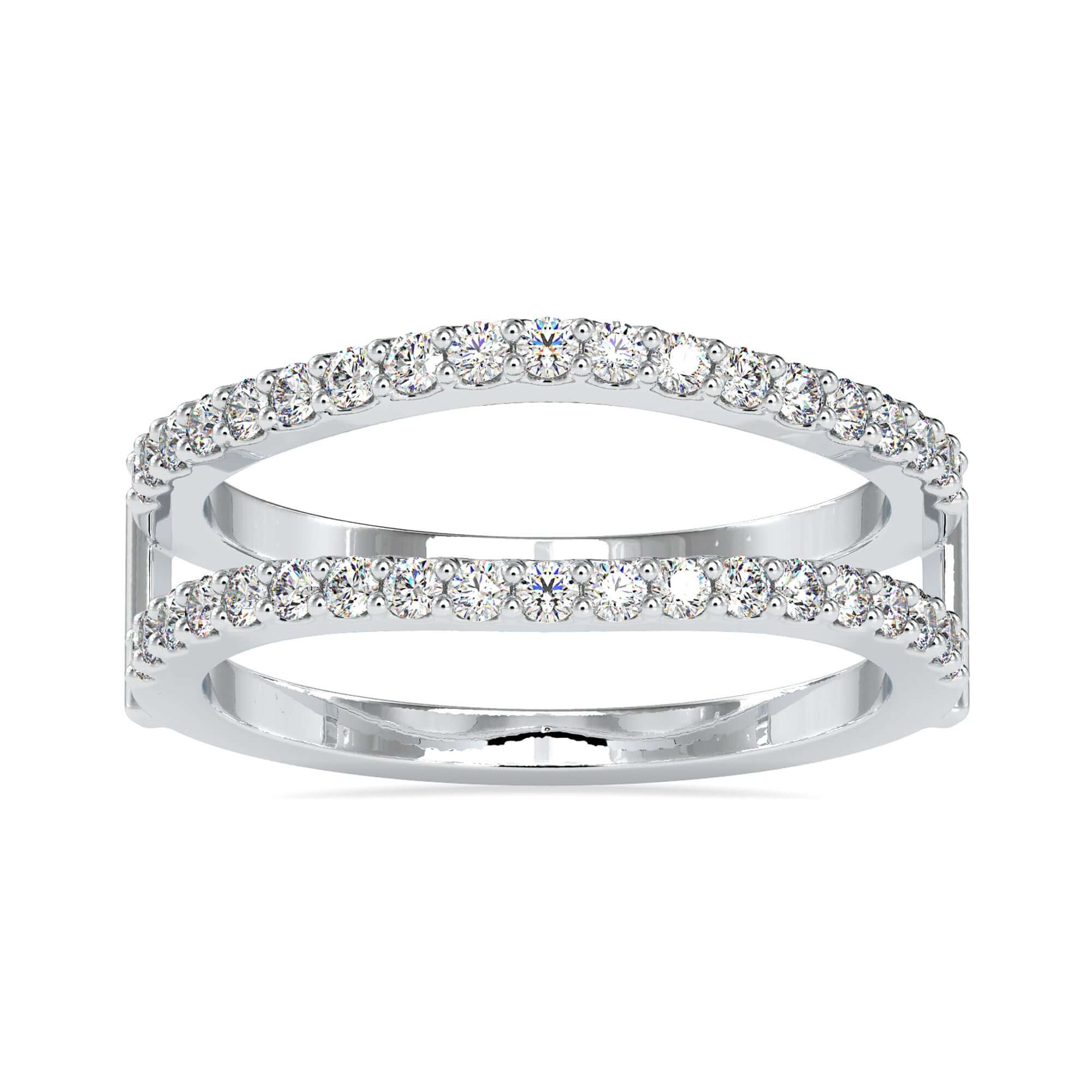Diamondrensu UK wedding band with curved guard style.