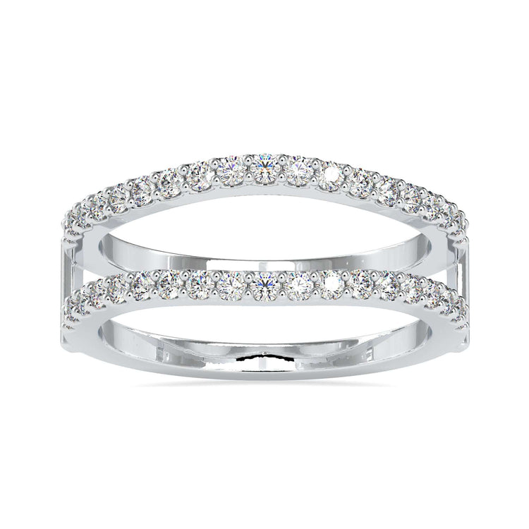 Diamondrensu UK wedding band with curved guard style.