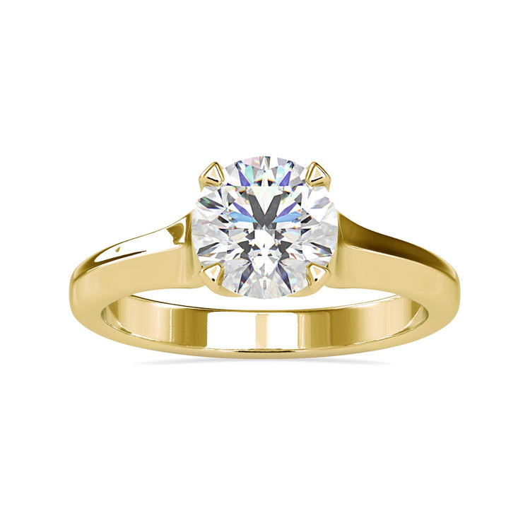 Simple diamond ring with gold solitaire and handmade touch.