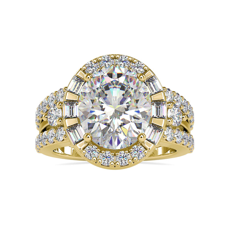 White gold engagement ring with split shank pave design.
