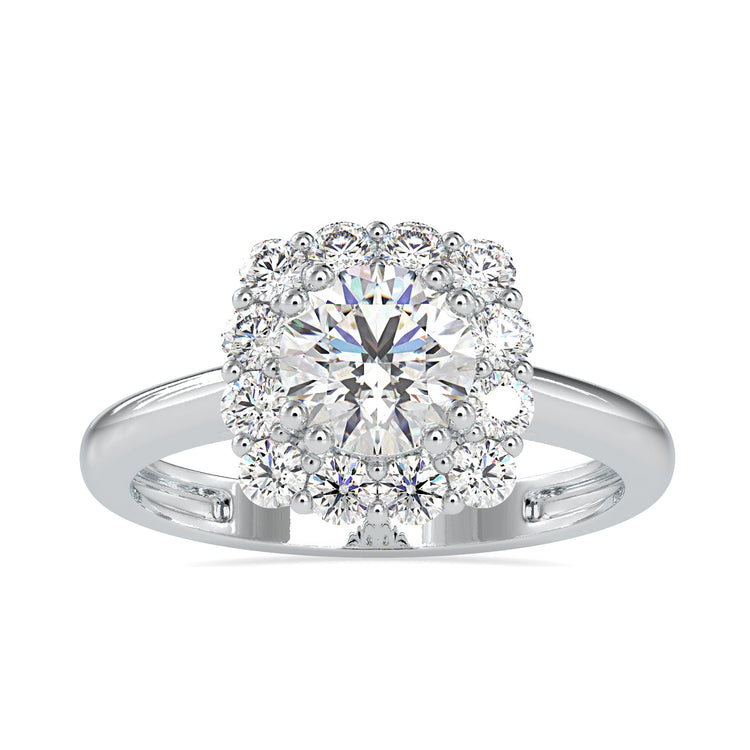 Designer round cut diamond ring in cathedral setting style
