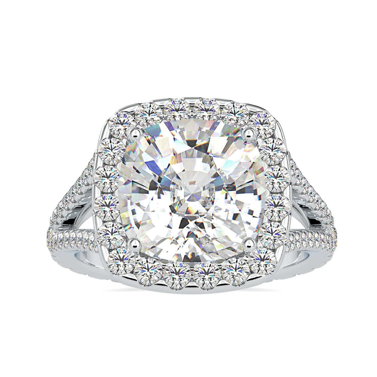 Round cut pave band paired with designer peekaboo ring.