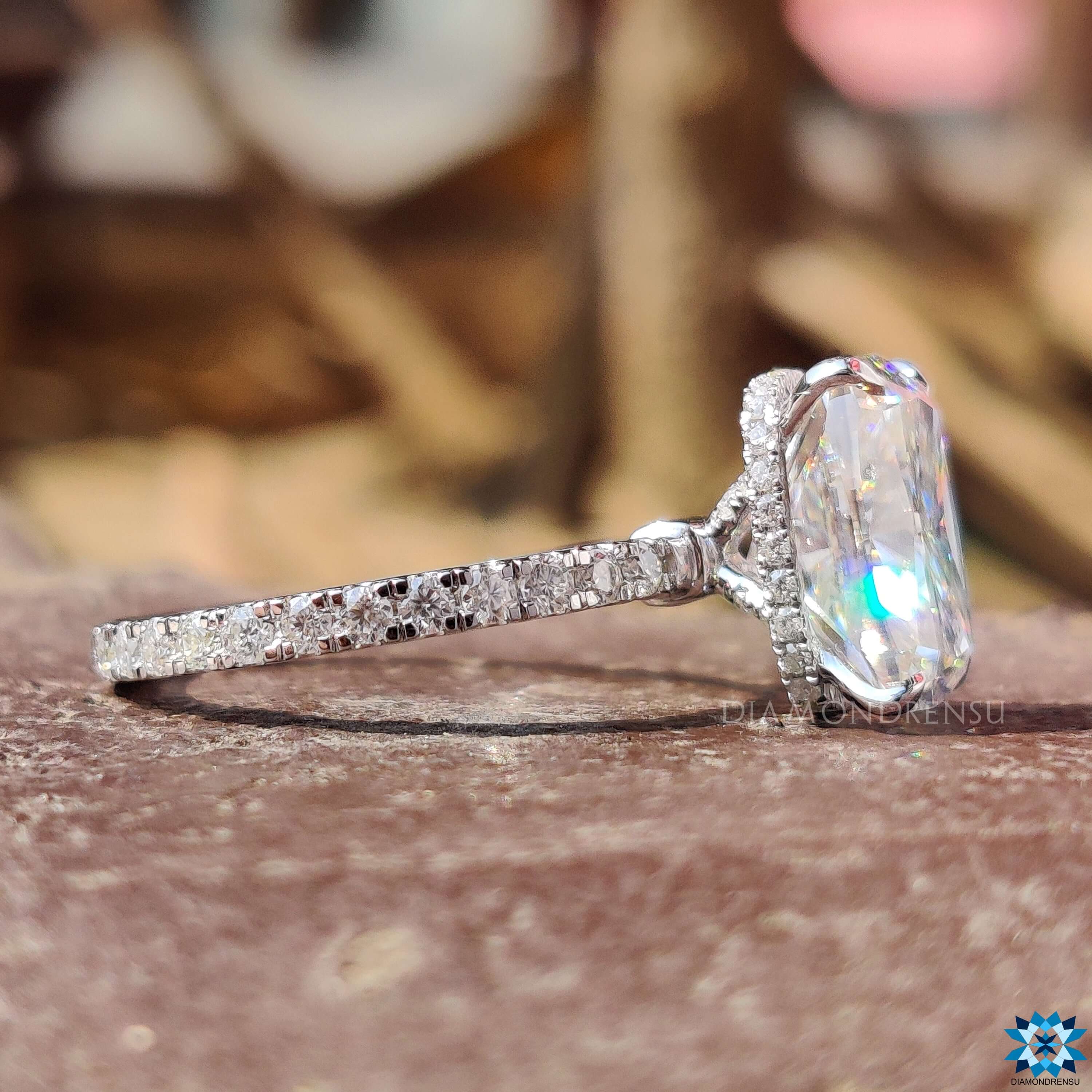 Sleek White Gold Moissanite Ring designed for elegance and durability.