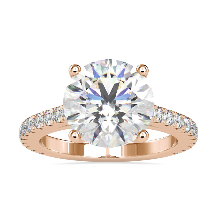 White gold diamond ring made with lab grown stones and fine detail.
