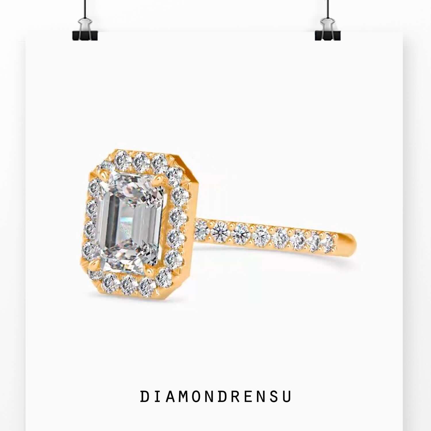 Diamondrensu UK engagement ring with claw prong setting.