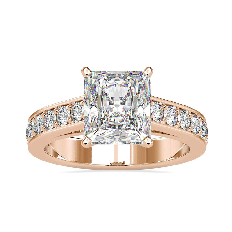 White gold diamond ring with round cut pave design.