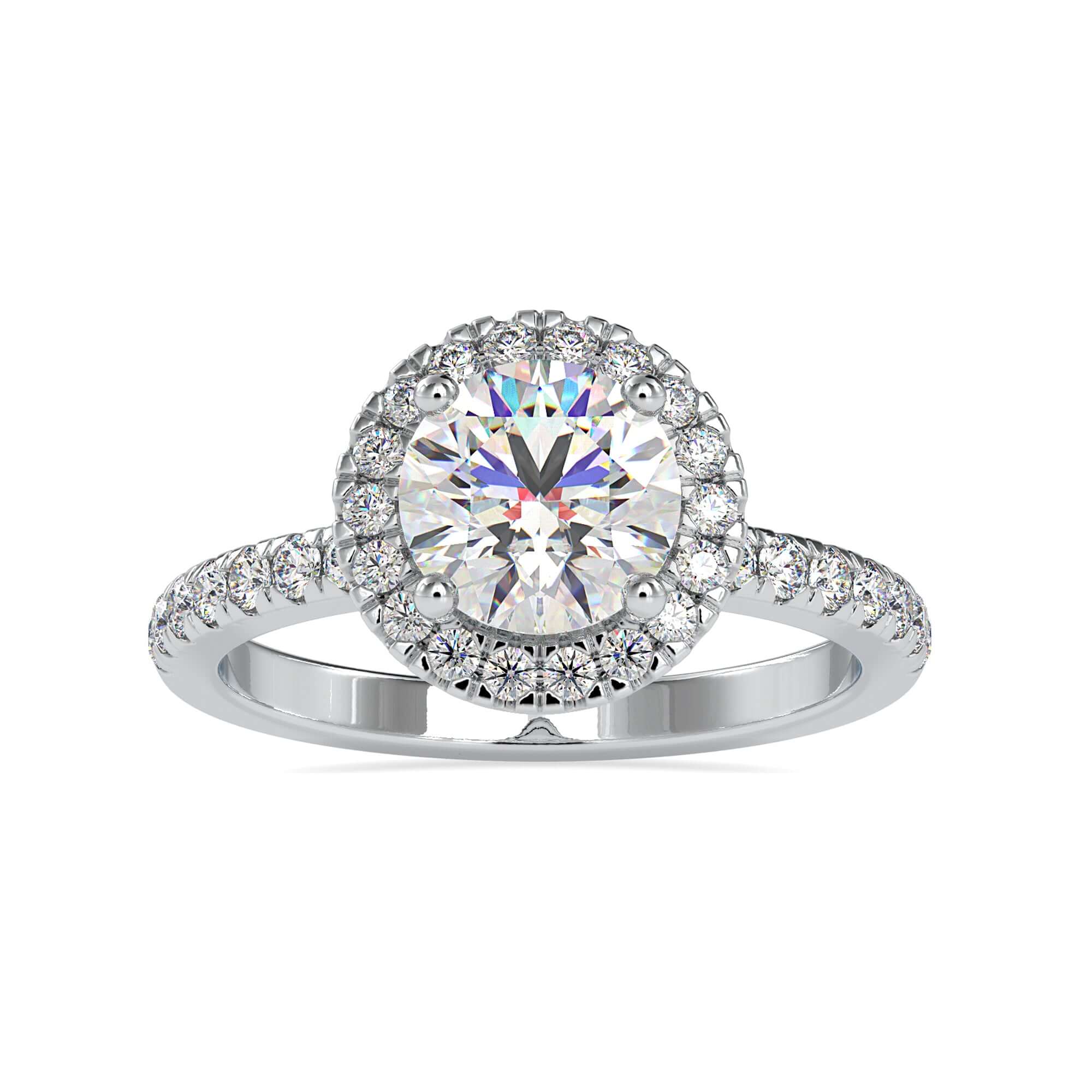 Designer ring with round cut lab grown diamond.