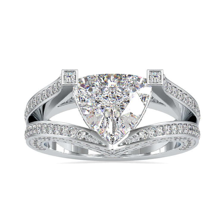 Lab grown diamond in custom split shank band setting.