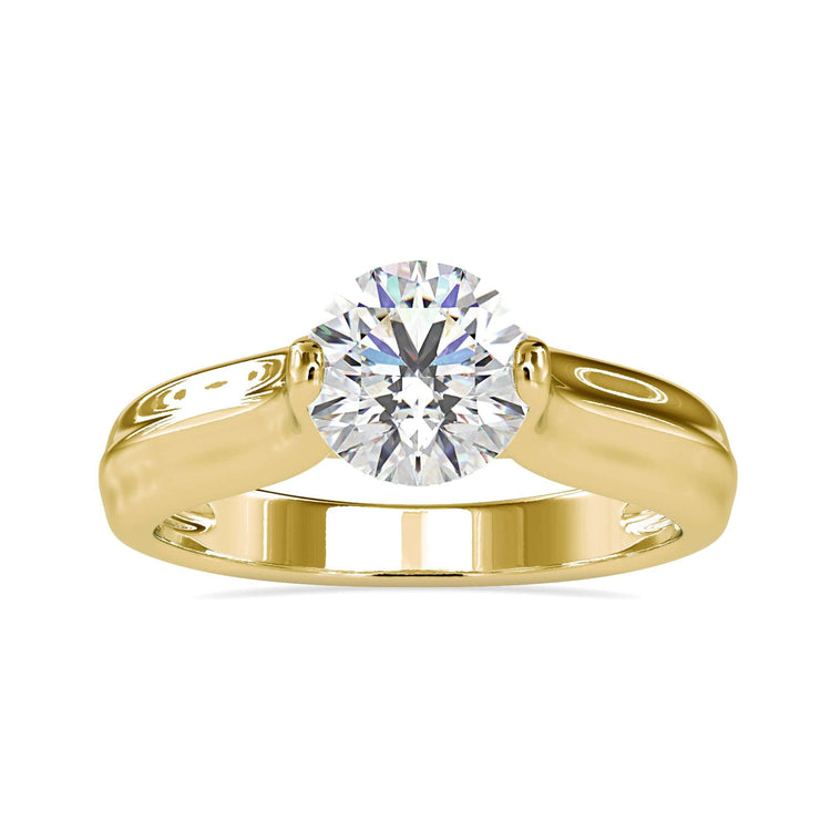 Tension set diamond ring with round solitaire, handmade in the UK.