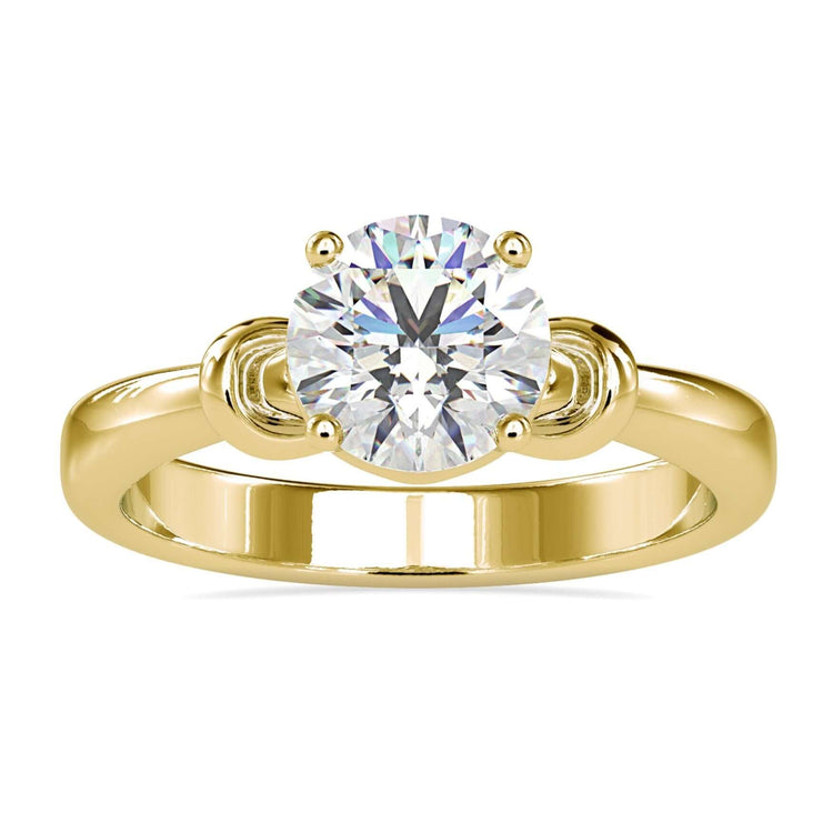 Infinity engagement ring with round diamond, handmade in the UK.