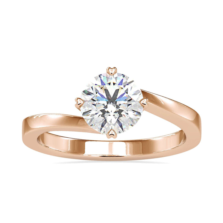 Lab grown diamond solitaire ring in rose gold, handmade.