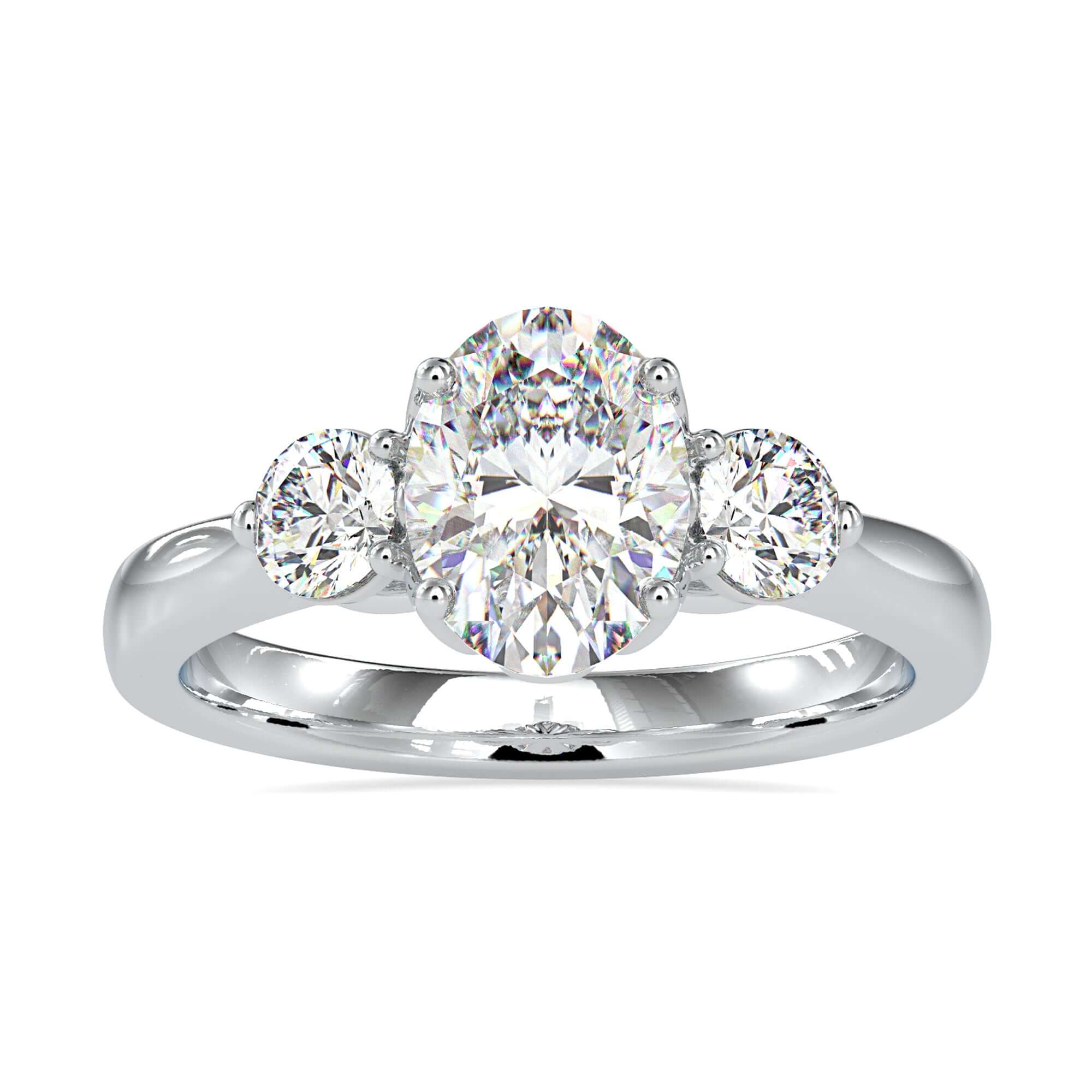 Custom engagement ring with three stone design.