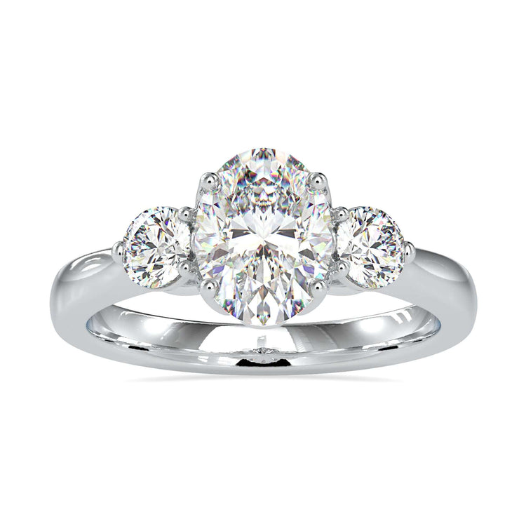 Custom engagement ring with three stone design.