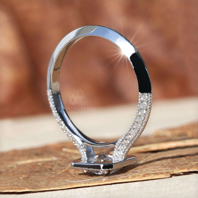 Round halo engagement ring designed for lasting beauty.