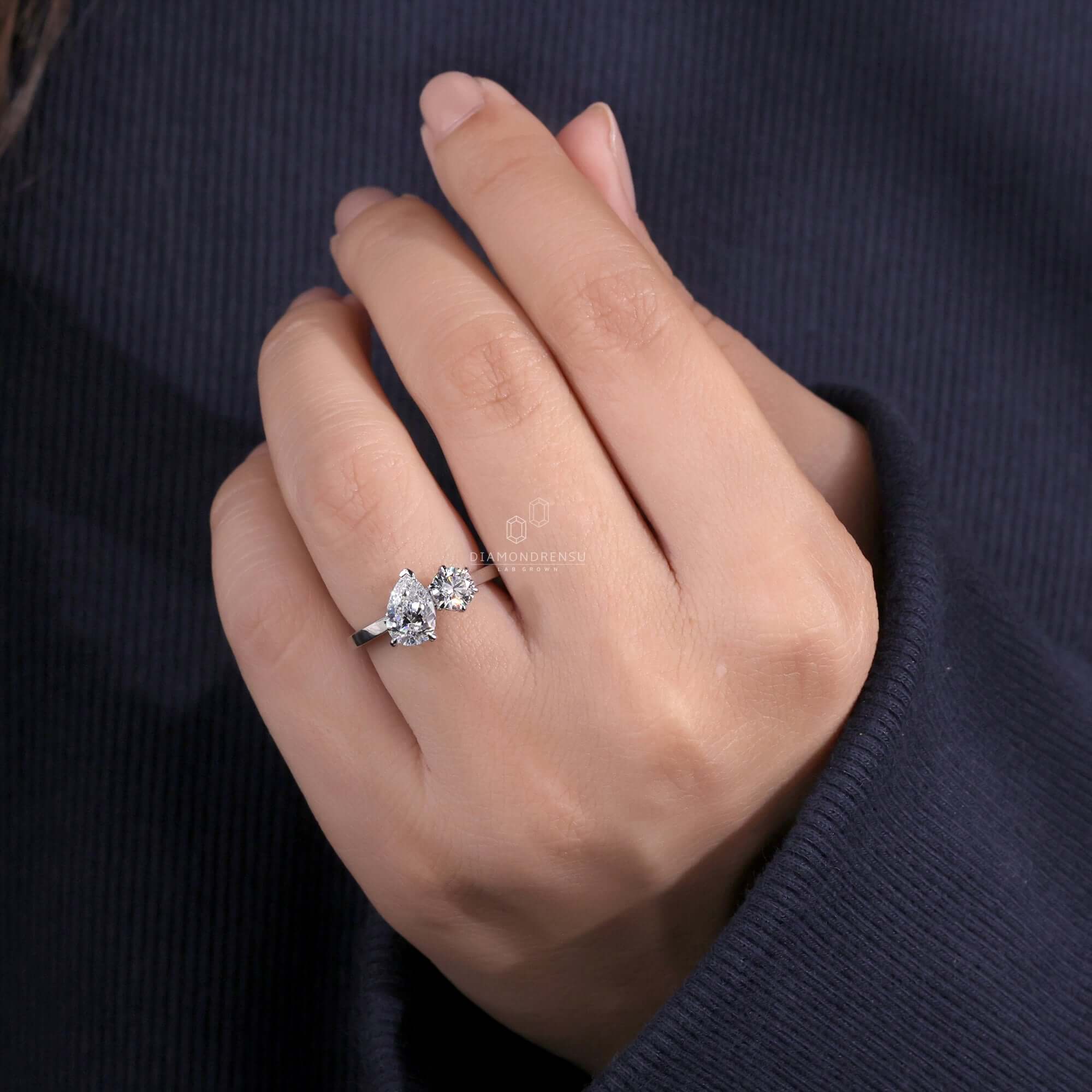 Gold diamond ring featuring a cushion cut engagement ring with an igi certified Lab Grown Diamond for modern brides.