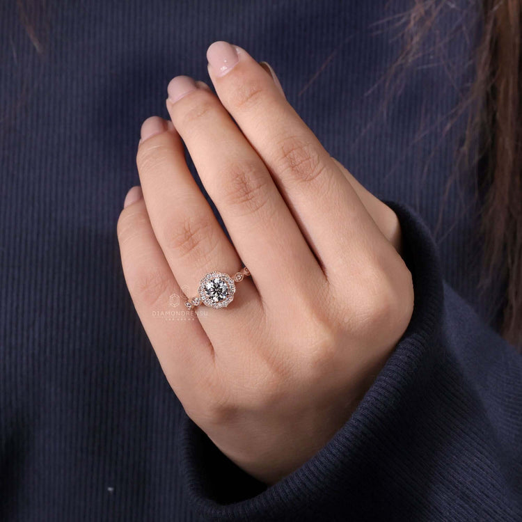 Gold milgrain ring designed to add a touch of luxury and elegance.