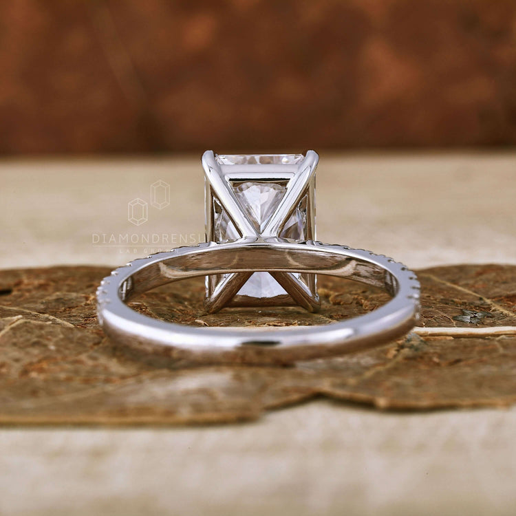 4 prong round diamond engagement ring crafted with a radiant cut diamond for a modern touch.