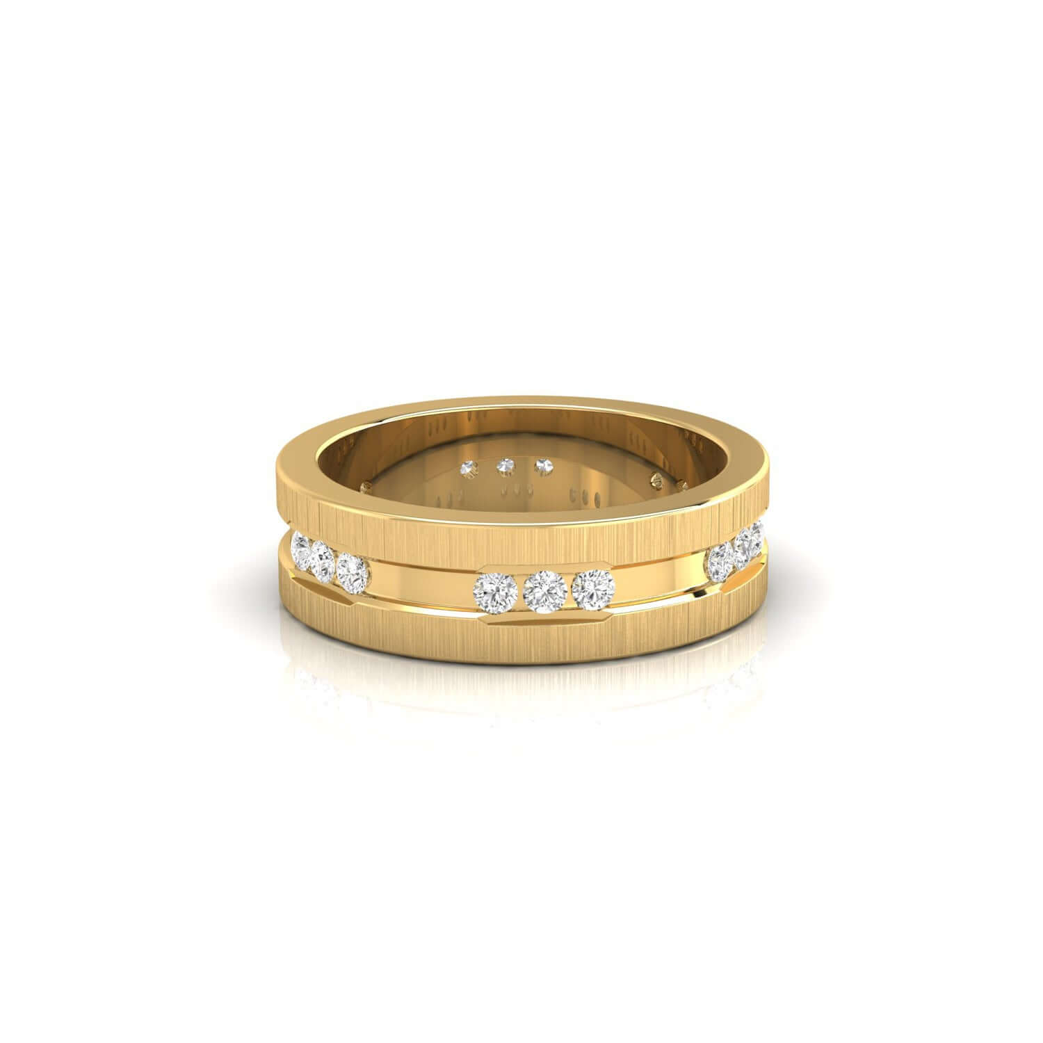 Wedding band men choose with satin finish and glossy polish.