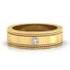 Men’s gold wedding band with round diamond in classic design.