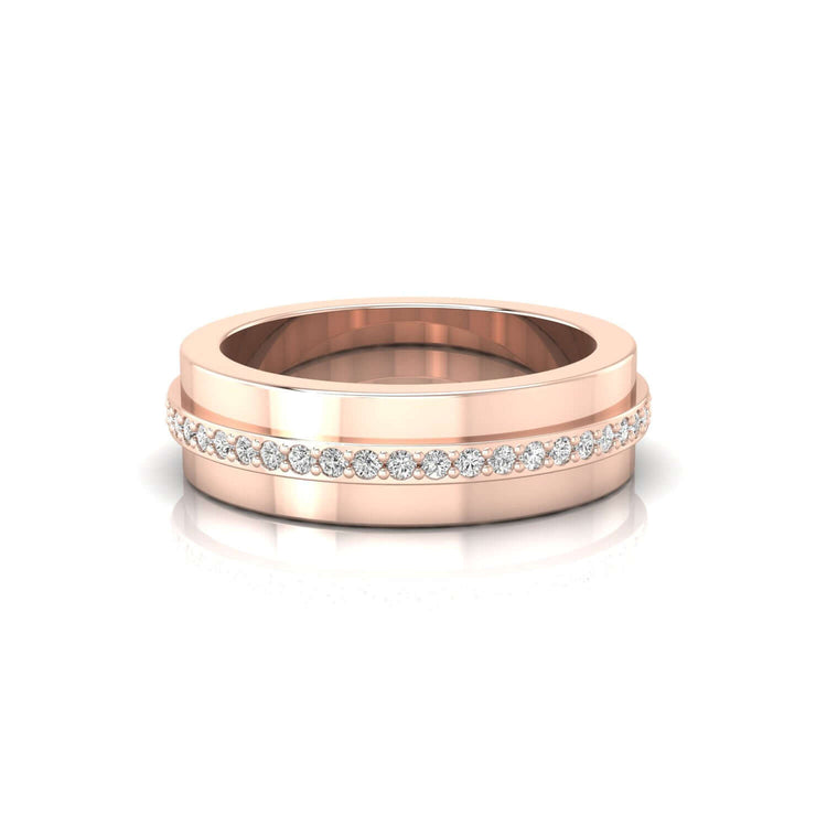 Round diamond wedding band crafted for male wearers.